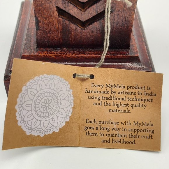 My Mela Mela Artisans Set of 3 Pillar Candle Holder Dark Wood Handmade Column - Picture 15 of 16